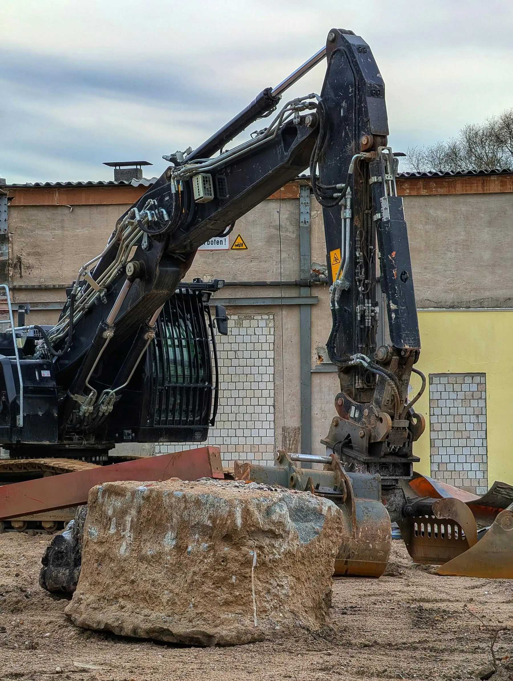 Soil and yard debris being moved
